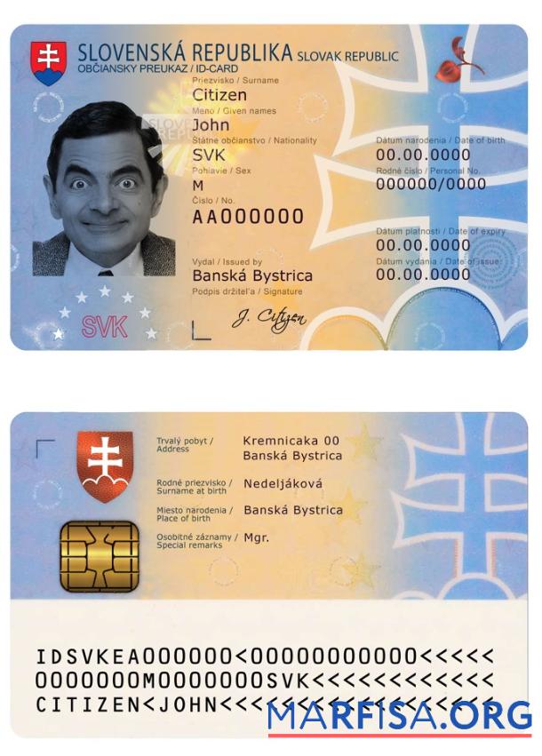 Printable Slovakia ID real example